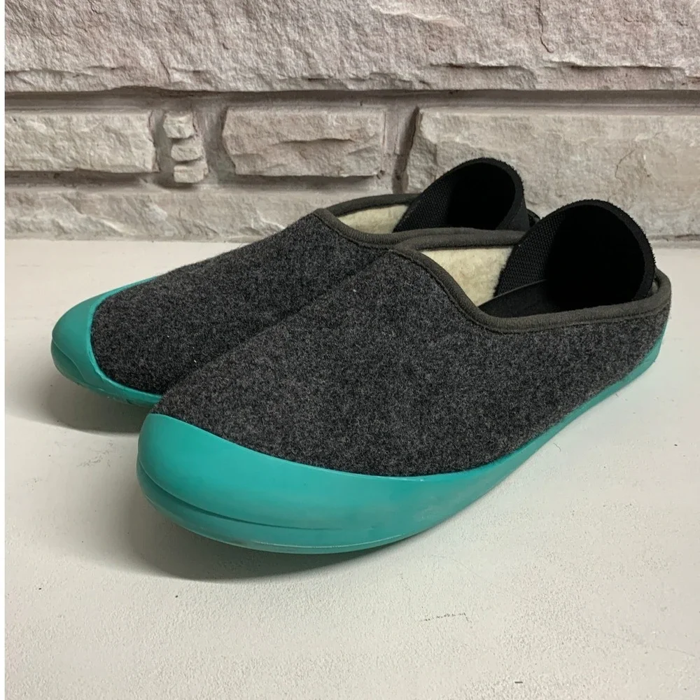 Mahabis Curve Grey Blue Wool Felt Neoprene Heel Womens 8.5-9 Mens 7-7.5